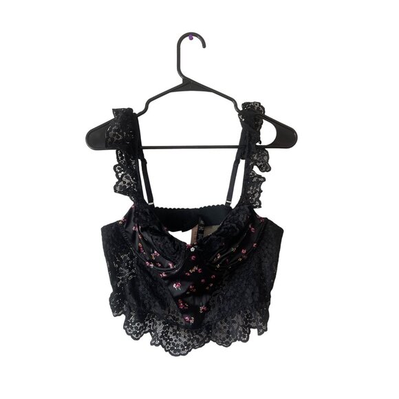 NWT Victoria Secret Black Lingerie Laced Sexy Cropped Corset Women's Size Large